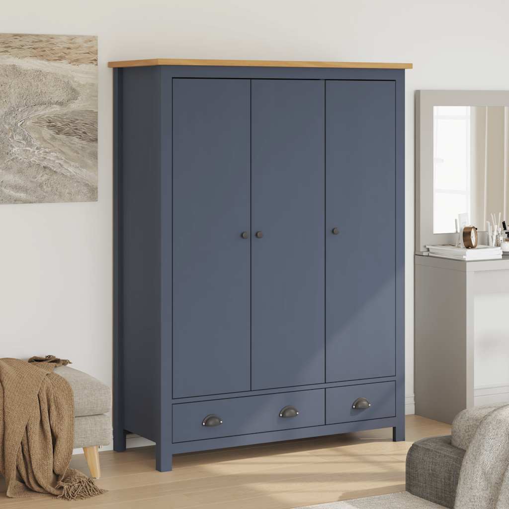 vidaXL Roupeiro 3 portas Hill 127x50x170 cm pinho maciço branco