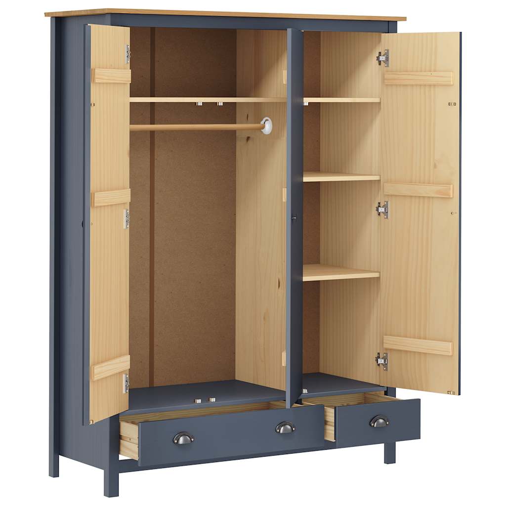 vidaXL Roupeiro 3 portas Hill 127x50x170 cm pinho maciço branco