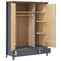 vidaXL Roupeiro 3 portas Hill 127x50x170 cm pinho maciço branco