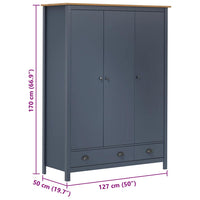 vidaXL Roupeiro 3 portas Hill 127x50x170 cm pinho maciço branco