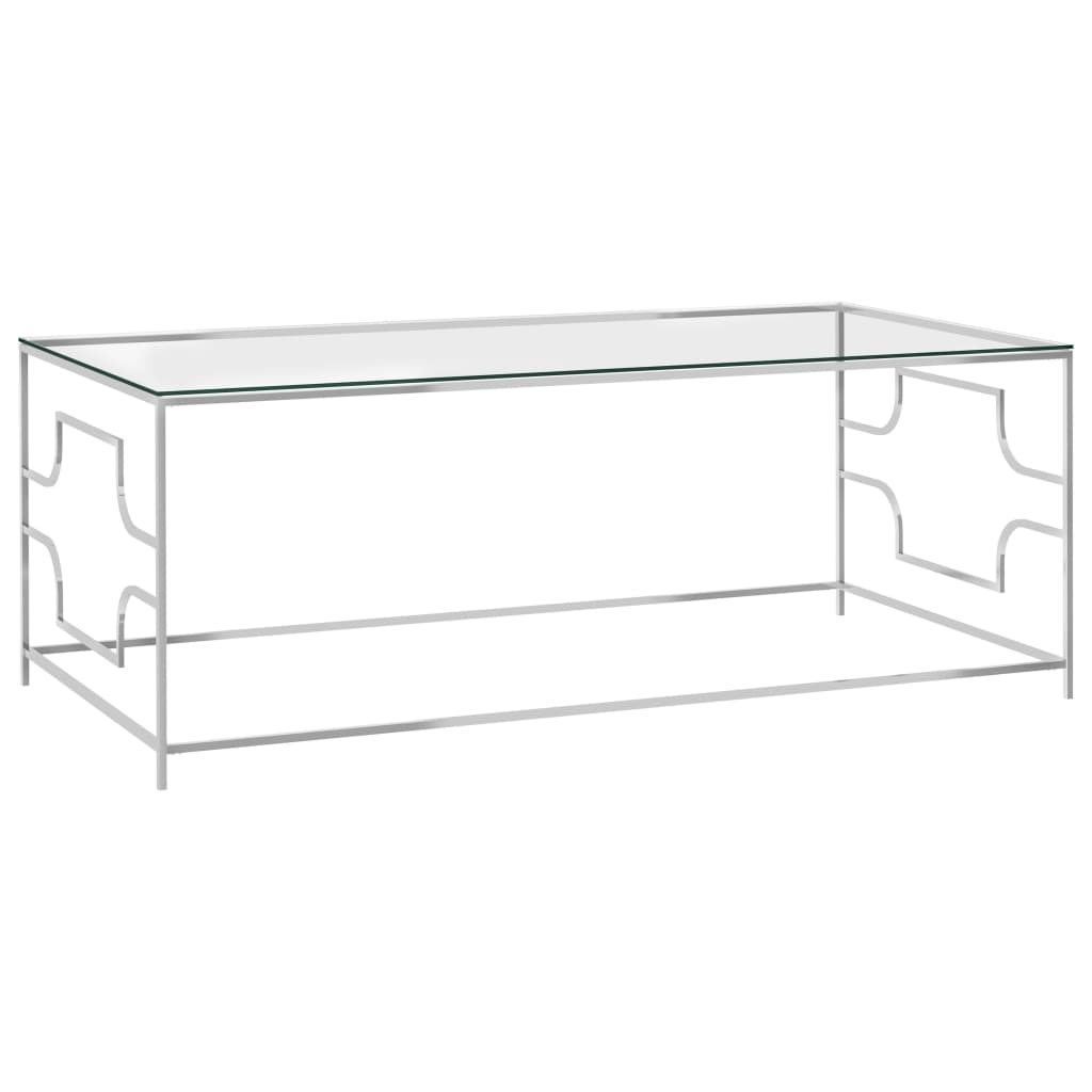 vidaXL Mesa de centro 120x60x45 cm aço inoxidável prateado e vidro
