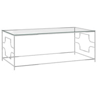 vidaXL Mesa de centro 120x60x45 cm aço inoxidável prateado e vidro