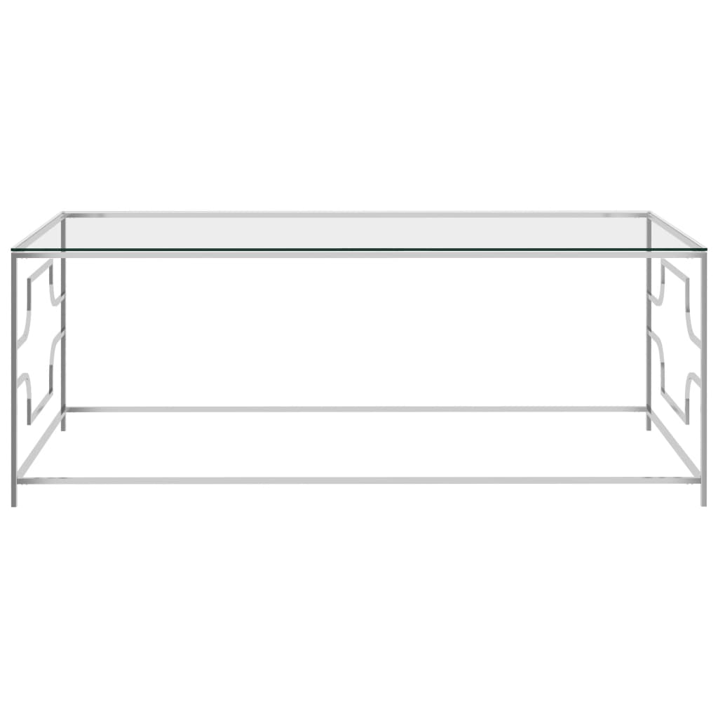 vidaXL Mesa de centro 120x60x45 cm aço inoxidável prateado e vidro