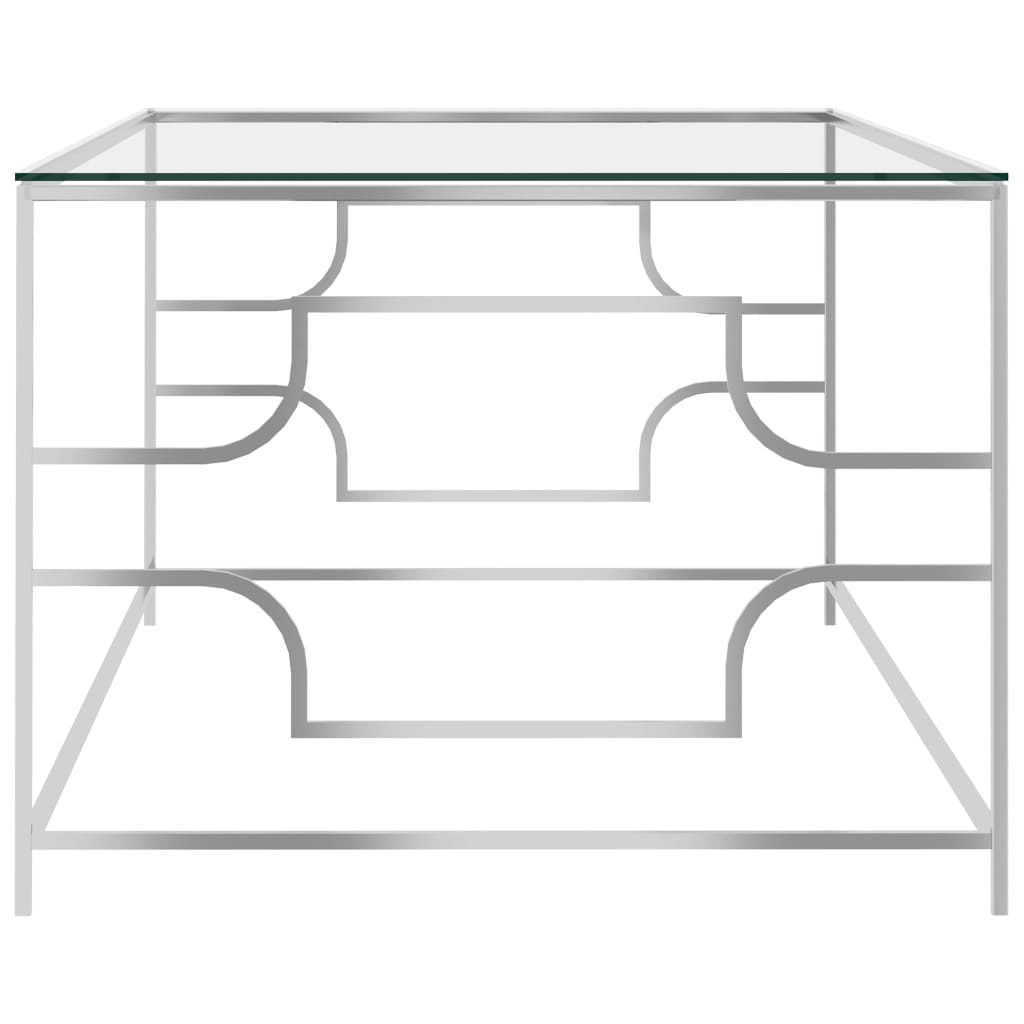 vidaXL Mesa de centro 120x60x45 cm aço inoxidável prateado e vidro