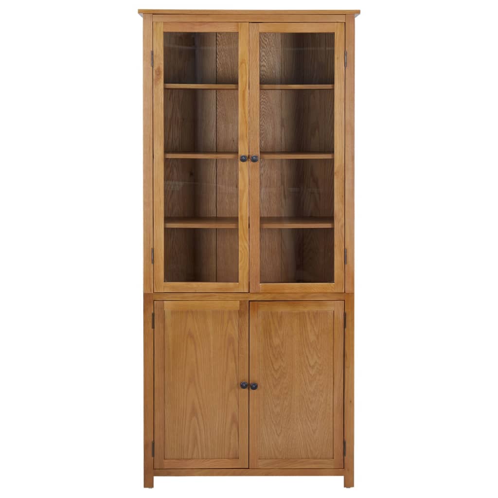 vidaXL Estante com 4 portas 90x35x200 cm carvalho maciço e vidro
