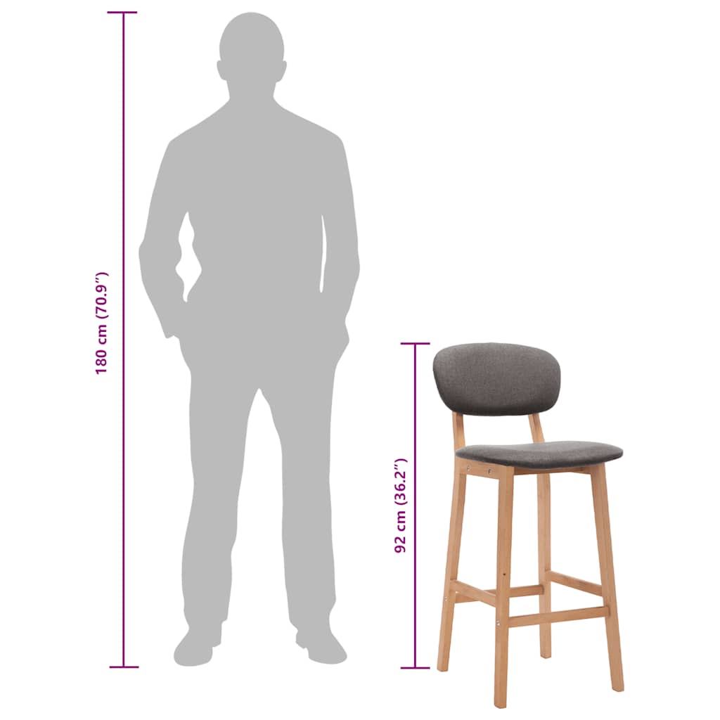 vidaXL Bancos de bar 2 pcs tecido cinzento-claro