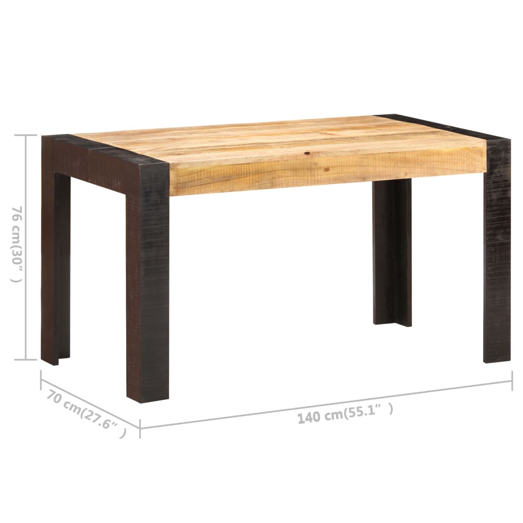 vidaXL Mesa de jantar 140x70x76 cm madeira de mangueira áspera maciça