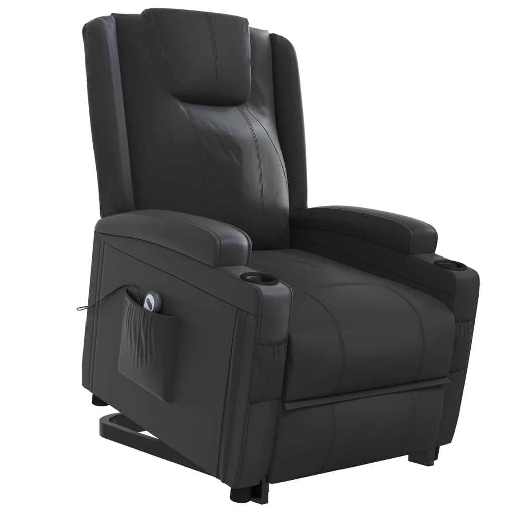 vidaXL Poltrona elevatória couro artificial preto