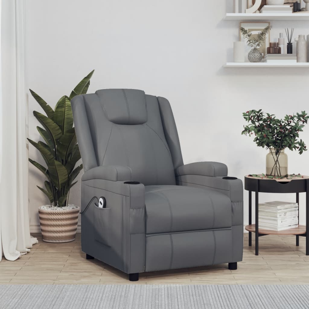 vidaXL Poltrona elevatória couro artificial branco nata
