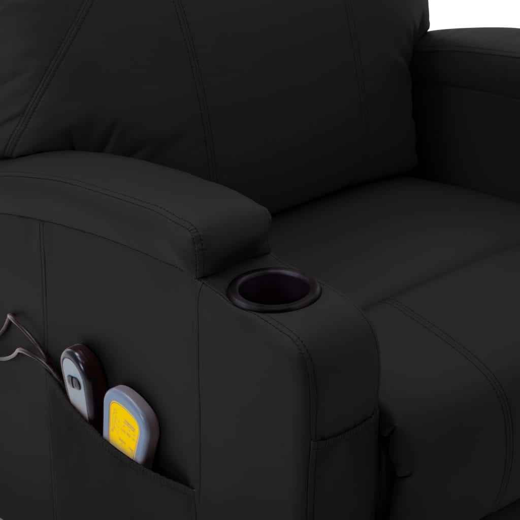 vidaXL Poltrona massagens elevatória couro artificial preto