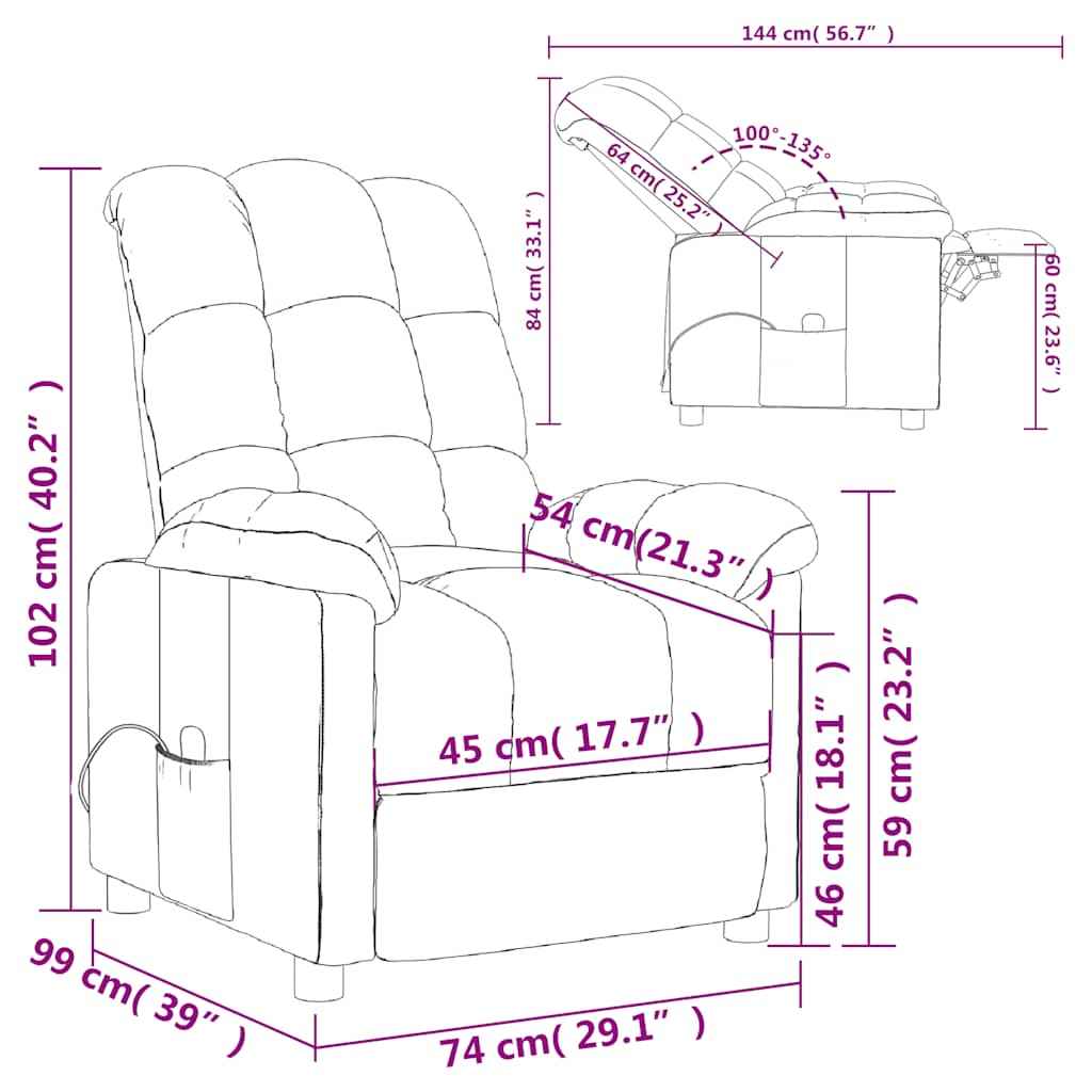 vidaXL Poltrona de massagens tecido cinzento-claro