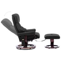 vidaXL Poltrona reclin. massagens couro artif./madeira curva cinzento