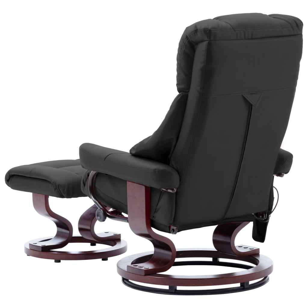 vidaXL Poltrona reclin. massagens couro artif./madeira curva cinzento