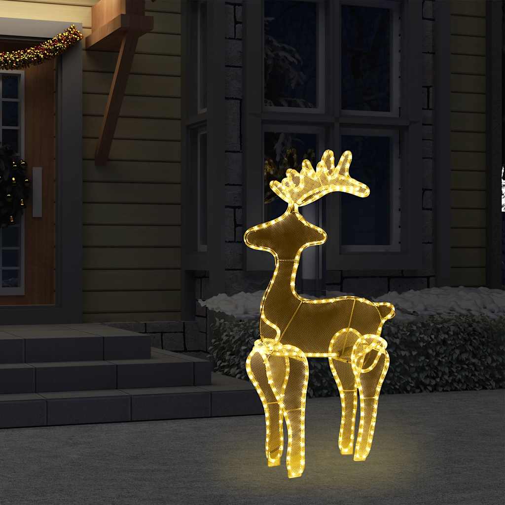 vidaXL Rena decorativa Natal c/ malha de aço 306 luzes LED 60x24x89 cm