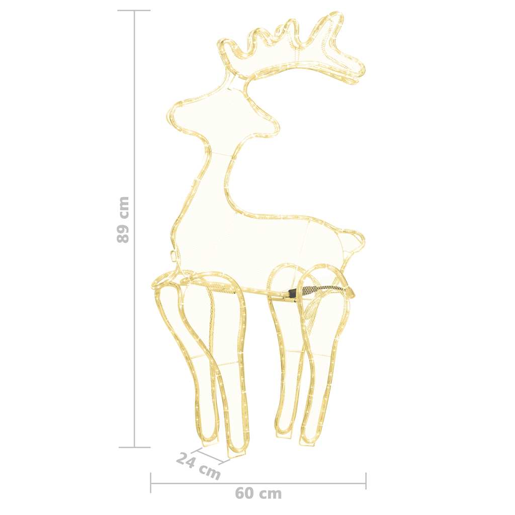 vidaXL Rena decorativa Natal c/ malha de aço 306 luzes LED 60x24x89 cm