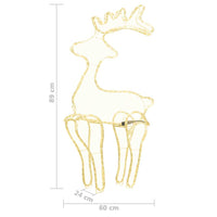 vidaXL Rena decorativa Natal c/ malha de aço 306 luzes LED 60x24x89 cm