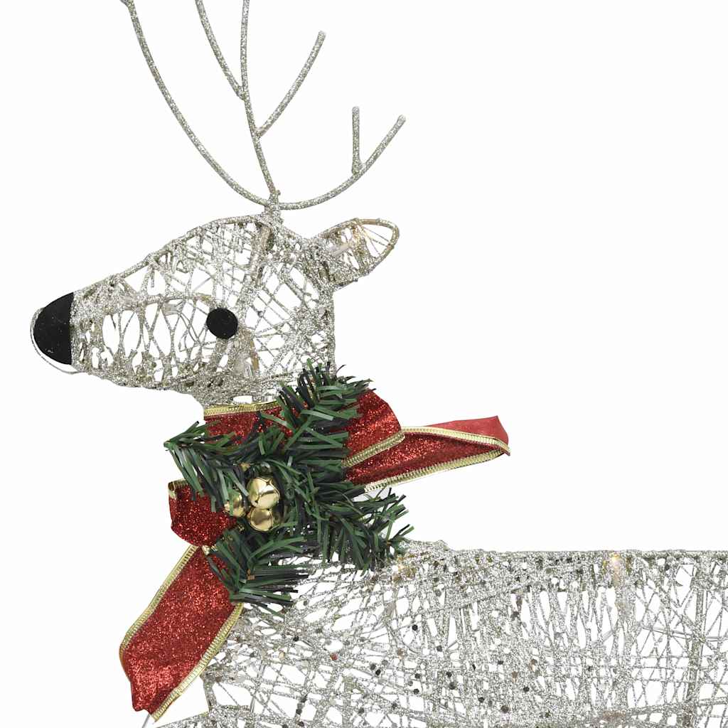 vidaXL Decoração de Natal renas/trenó de exterior 60 luzes LED dourado