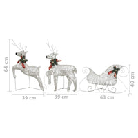 vidaXL Decoração de Natal renas/trenó de exterior 60 luzes LED dourado