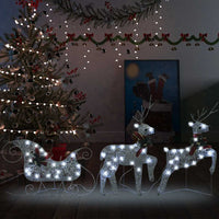 vidaXL Decoração de Natal renas/trenó de exterior 60 luzes LED dourado