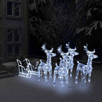 vidaXL Decoração de Natal renas/trenó 160 luzes LED 130 cm acrílico