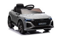 Audi S Q8, 12 volt elektrische kinderauto met rubberen banden, leder zitje en meer