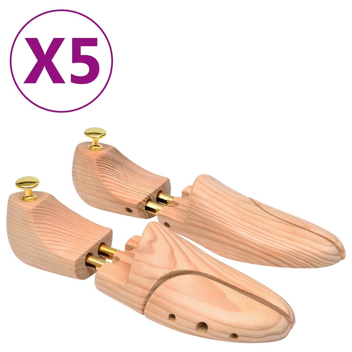 vidaXL Árvores para Sapatos 5 pcs Castanho 30,5 x 10 x 8 cm