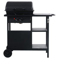 vidaXL Grelhador/BBQ a gás com mesa de apoio 3 prateleiras preto