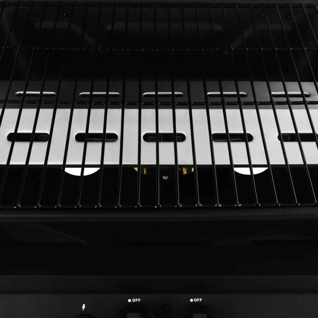 vidaXL Grelhador/BBQ a gás com mesa de apoio 3 prateleiras preto
