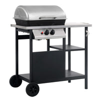 vidaXL Grelhador/BBQ a gás com mesa de apoio 3 prateleiras preto