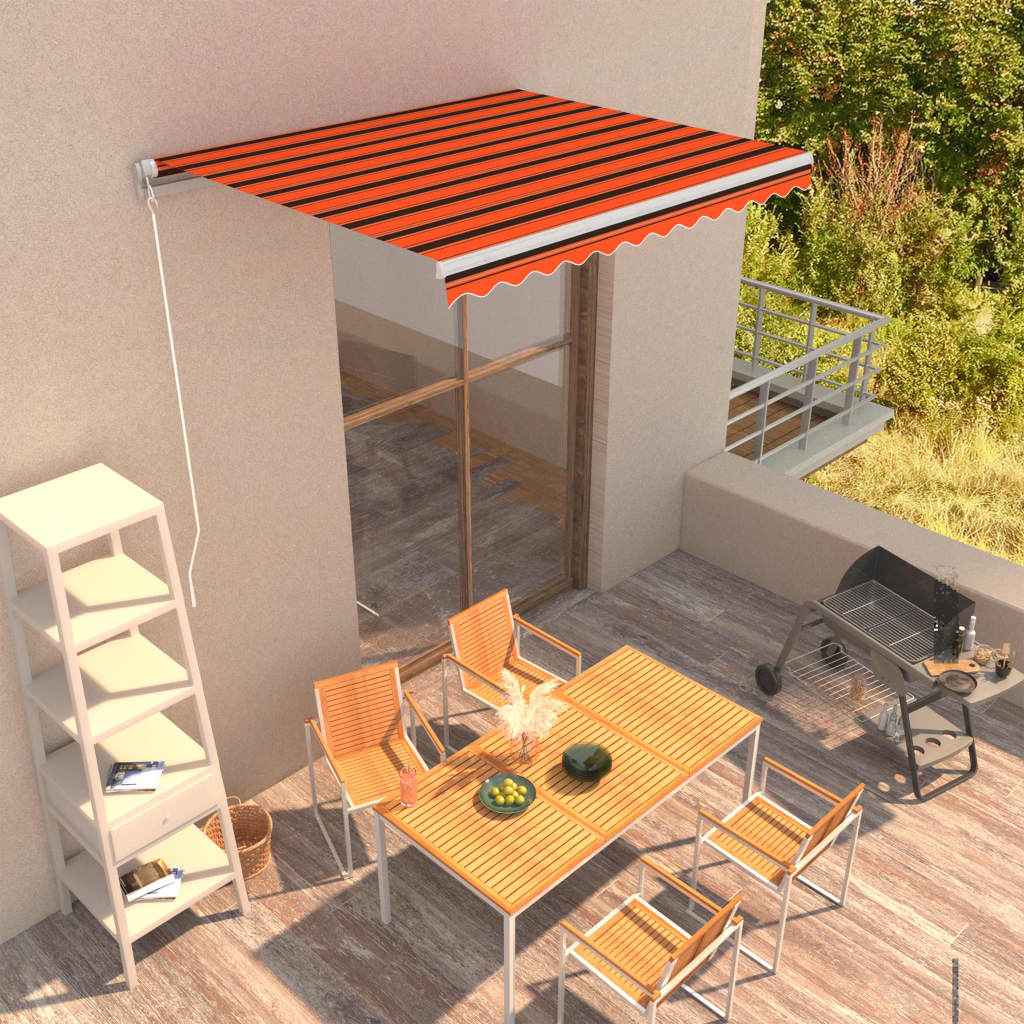vidaXL Toldo retrátil manual 300x250 cm laranja e castanho