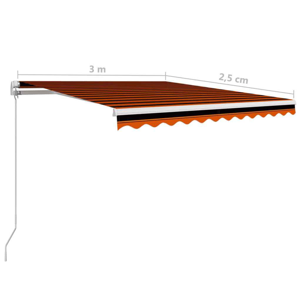 vidaXL Toldo retrátil manual 300x250 cm laranja e castanho
