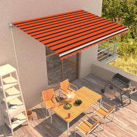 vidaXL Toldo retrátil manual 300x250 cm laranja e castanho