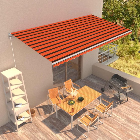 vidaXL Toldo retrátil manual 300x250 cm laranja e castanho