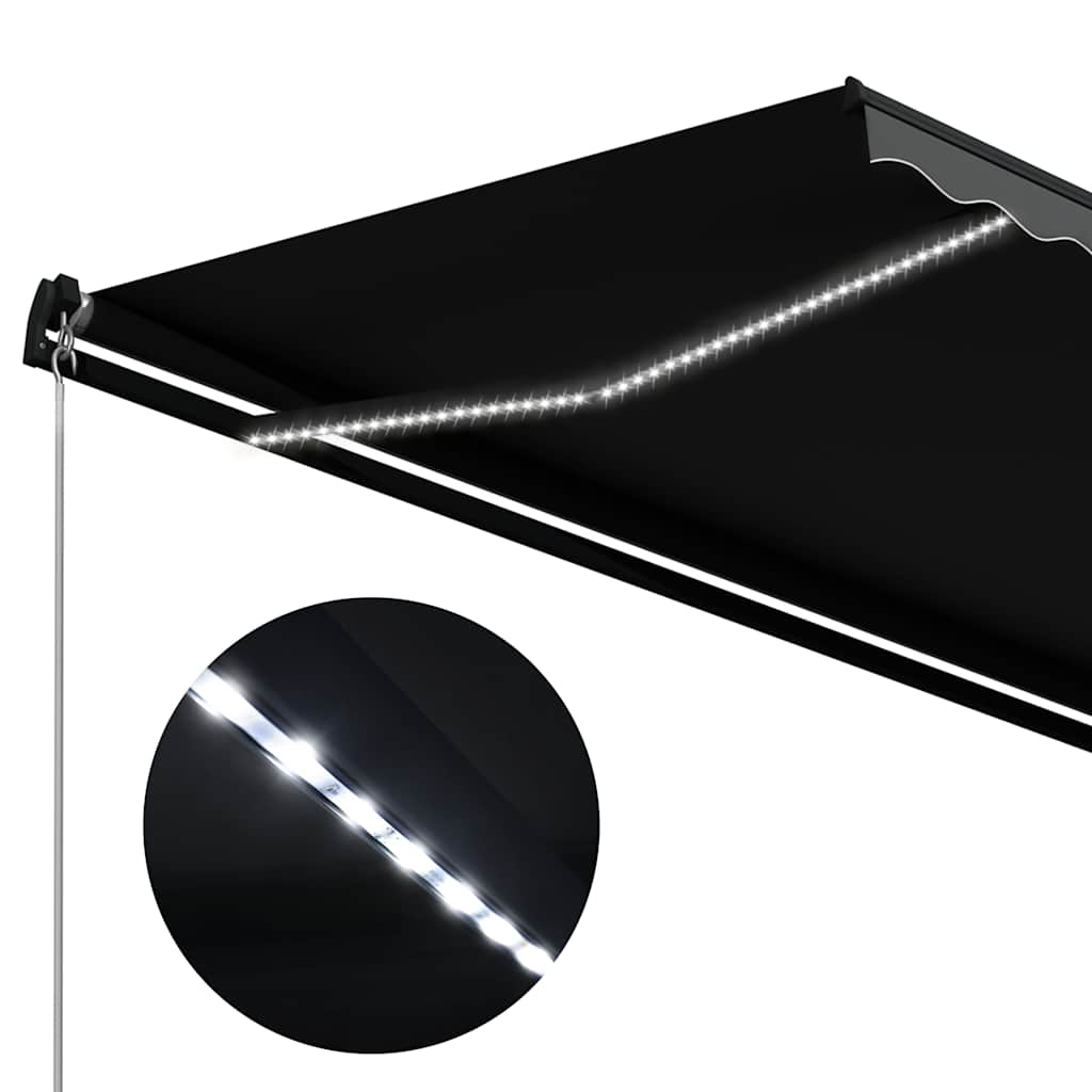 vidaXL Toldo retrátil manual c/ LED 300x250 cm antracite