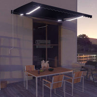 vidaXL Toldo retrátil manual c/ LED 300x250 cm antracite