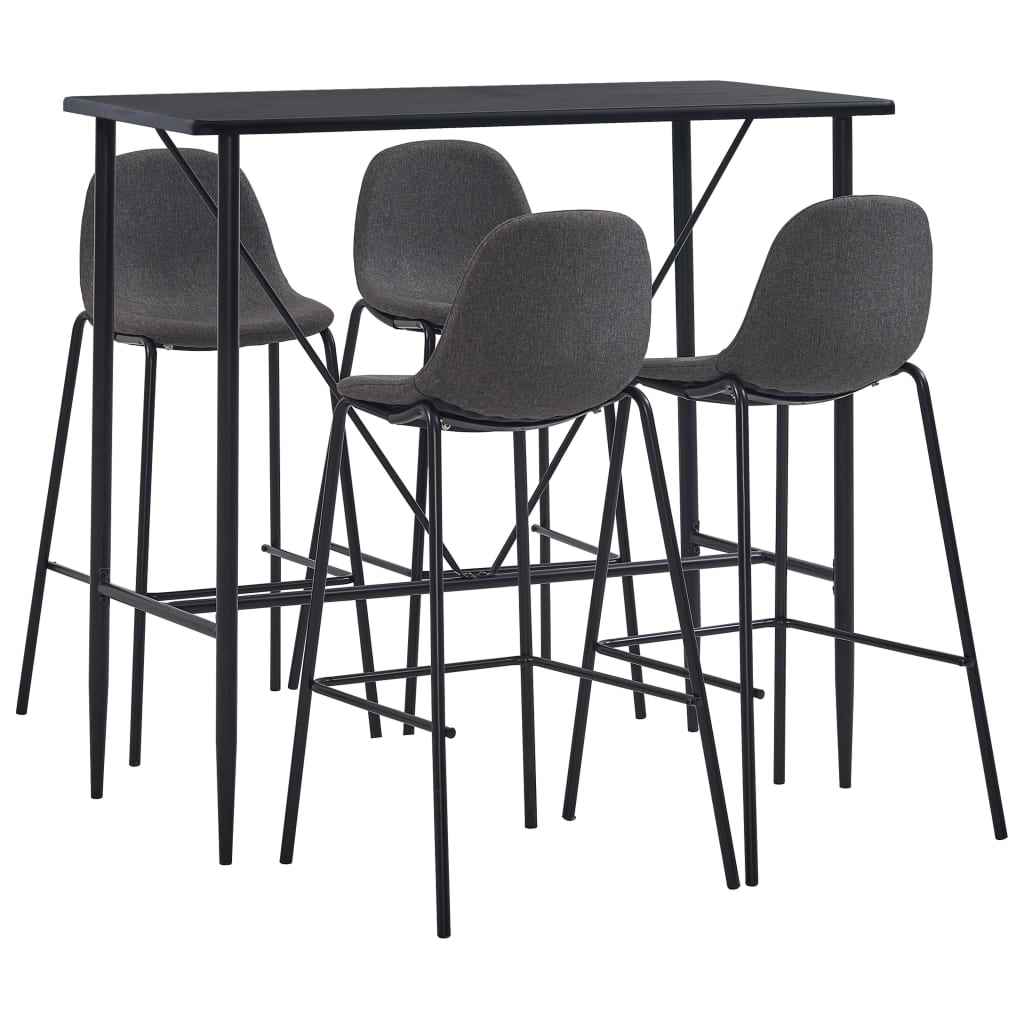 vidaXL 5 pcs conjunto de bar tecido cinzento-escuro