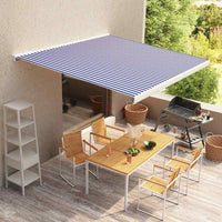 vidaXL Toldo motorizado com caixa 350x250 cm azul e branco
