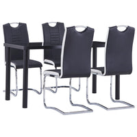 vidaXL 5 pcs conjunto de jantar couro artificial preto