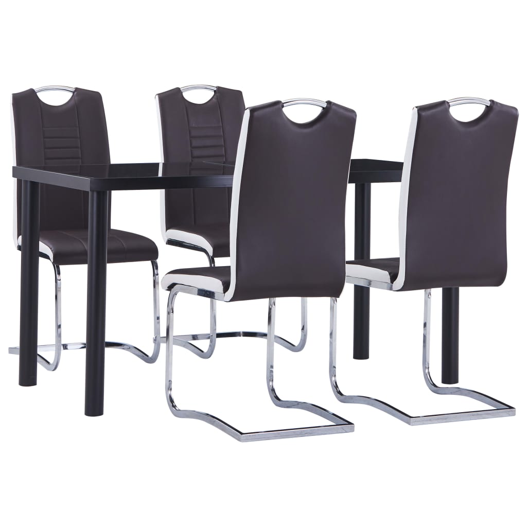 vidaXL 5 pcs conjunto de jantar couro artificial preto
