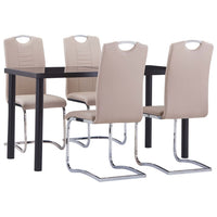 vidaXL 5 pcs conjunto de jantar couro artificial preto