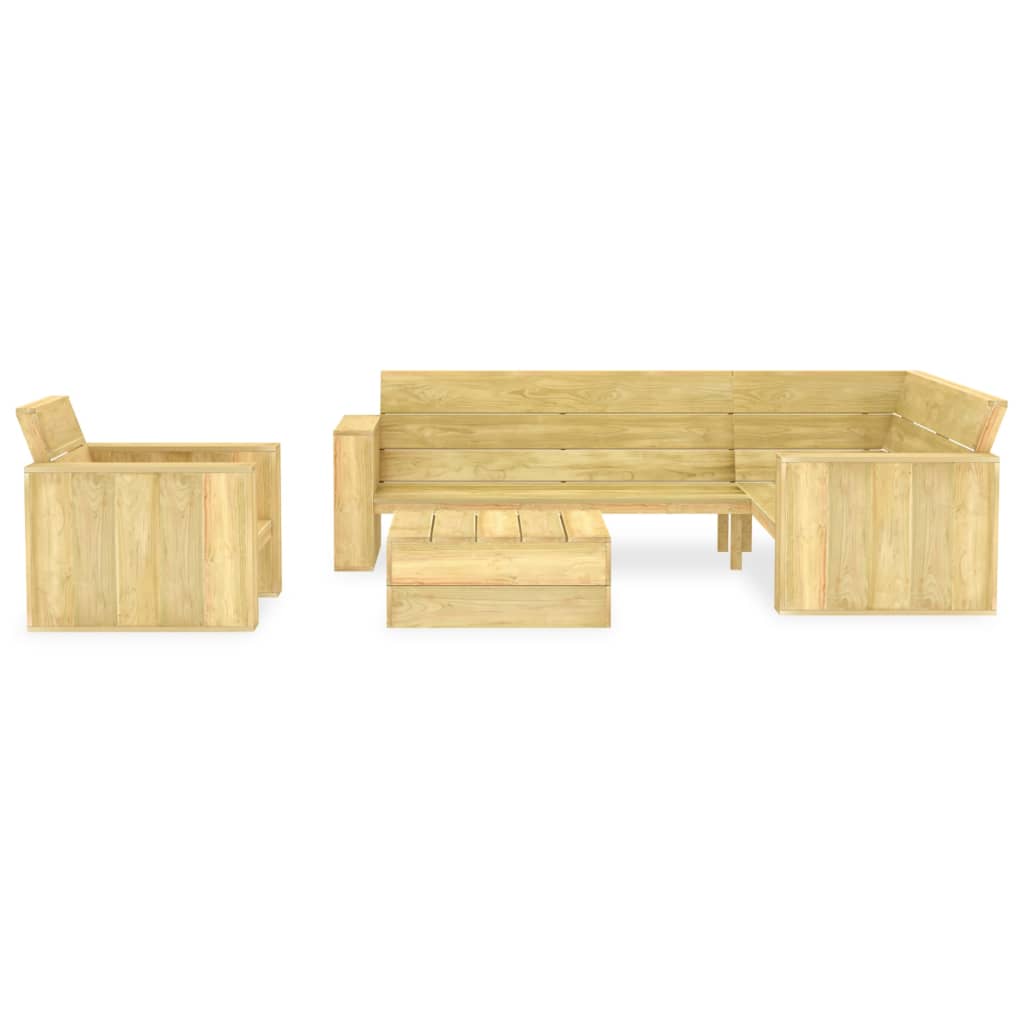 vidaXL 3 pcs conjunto móveis jardim madeira de pinho impregnada
