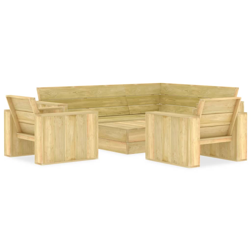 vidaXL 3 pcs conjunto móveis jardim madeira de pinho impregnada