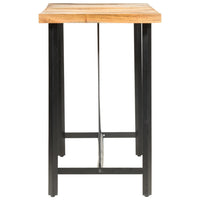 vidaXL 9 pcs conj. de bar madeira acácia maciça couro genuíno e lona