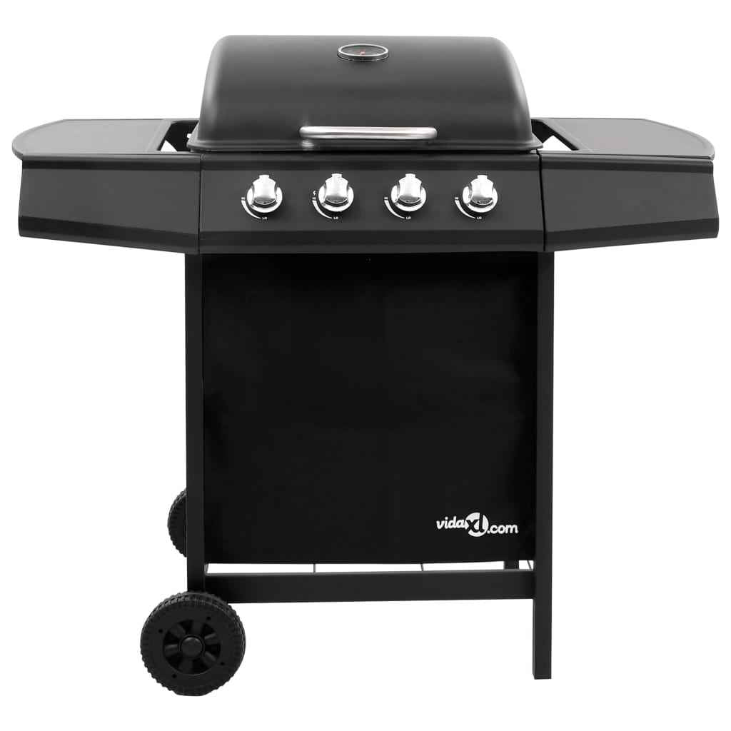 vidaXL Grelhador/barbecue a gás 4 discos preto