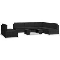 vidaXL 7 pcs conjunto lounge para jardim vime PE castanho