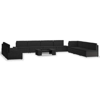 vidaXL 10 pcs conjunto lounge para jardim vime PE castanho