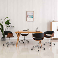 vidaXL Cadeira jantar giratória madeira curvada/couro artificial preto
