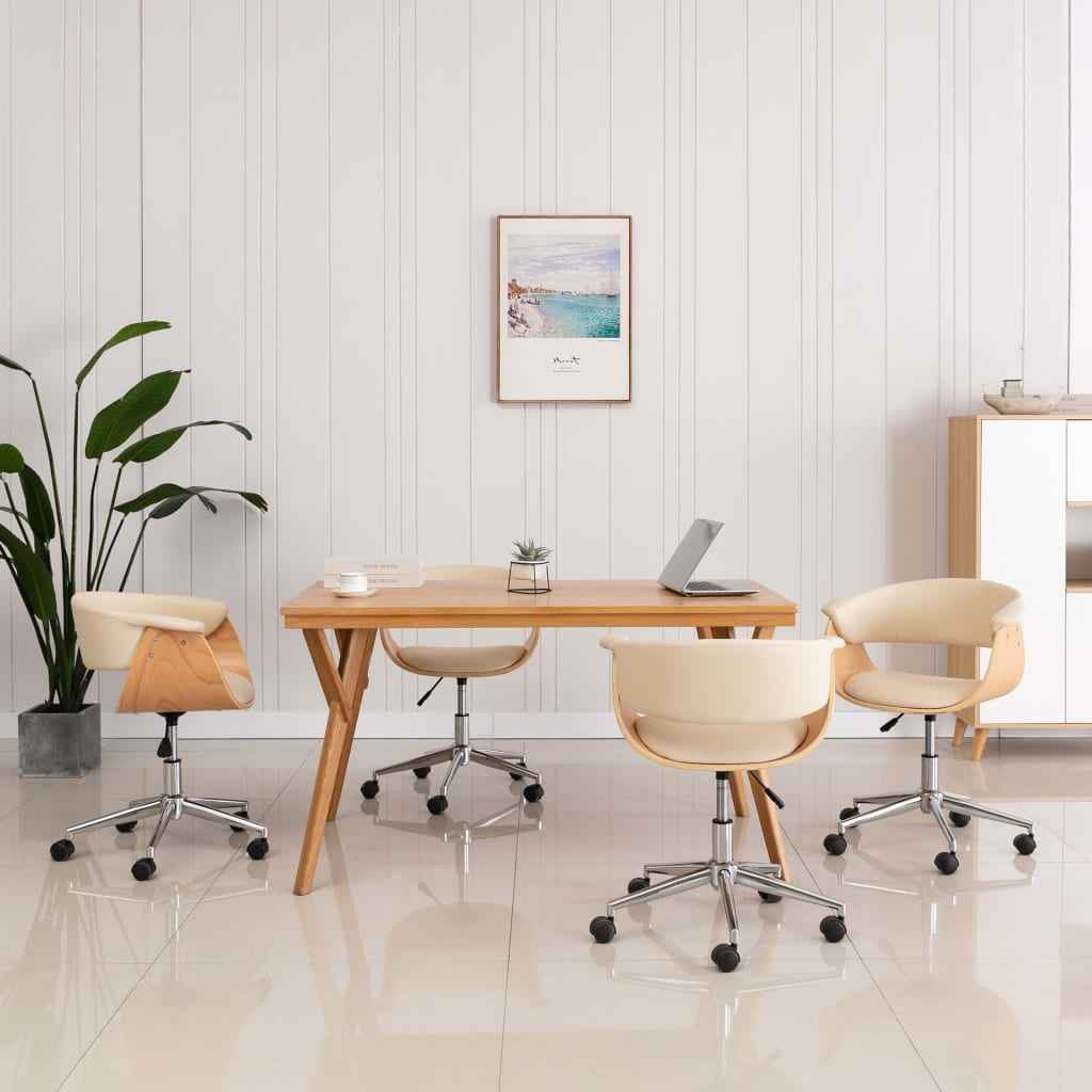 vidaXL Cadeira jantar giratória madeira curvada/couro artificial preto