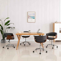 vidaXL Cadeira jantar giratória madeira curvada/couro artificial preto