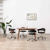 vidaXL Cadeira jantar giratória madeira curvada/couro artificial preto